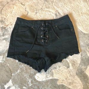 Black Short Shorts Lace-Up Front Size 4